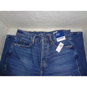 Old Navy Distres Jeans-Straight-Extra Hi Rise, Strght Leg Button,‎ S 6, NWT
